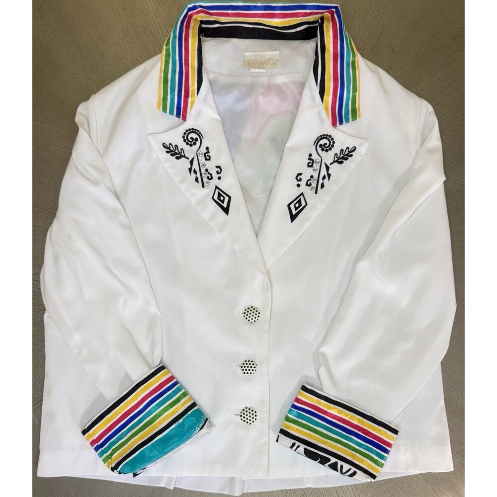 Vintage 80s Jordana Memphis Art Blazer Jacket Large 14 16 Geometric Made In USA